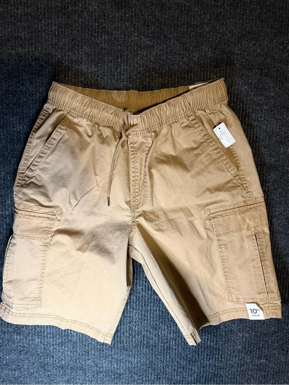 No Boundaries Men's Tan Drawstring Cargo Shorts NWT New S (28-30)